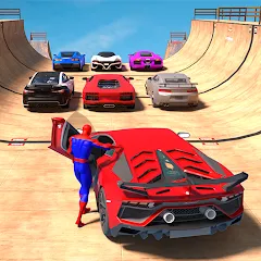 Superhero Car: Mega Ramp Games МОД на Андроид