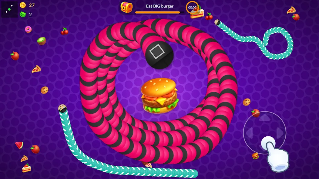 Snake vs Worms: Fun .io Zone  [МОД Много денег] Screenshot 1