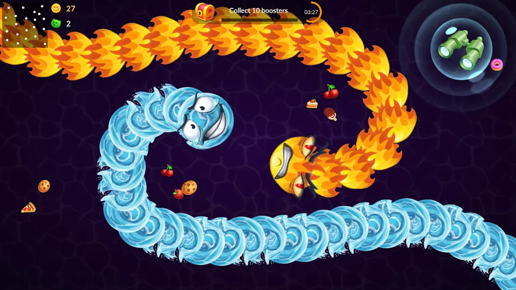 Snake vs Worms: Fun .io Zone  [МОД Много денег] Screenshot 2