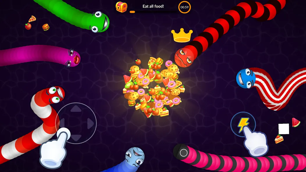 Snake vs Worms: Fun .io Zone  [МОД Много денег] Screenshot 4