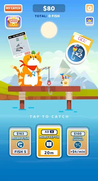 Idle Furry Fishing!  [МОД Бесконечные монеты] Screenshot 1