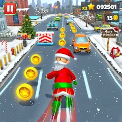 Xmas Santa Surfer Running Game МОД на Андроид